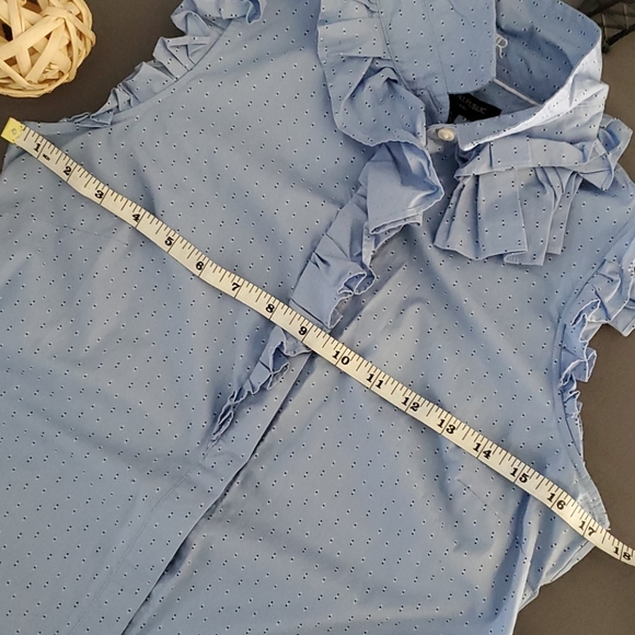 BANANA REPUBLIC blue ruffled Riley sleeveles top - Picture 7 of 8